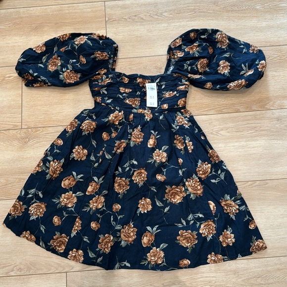 A&F Emerson Linen-Blend Puff Sleeve Mini Dress Sz XXS NWT - Picture 5 of 8